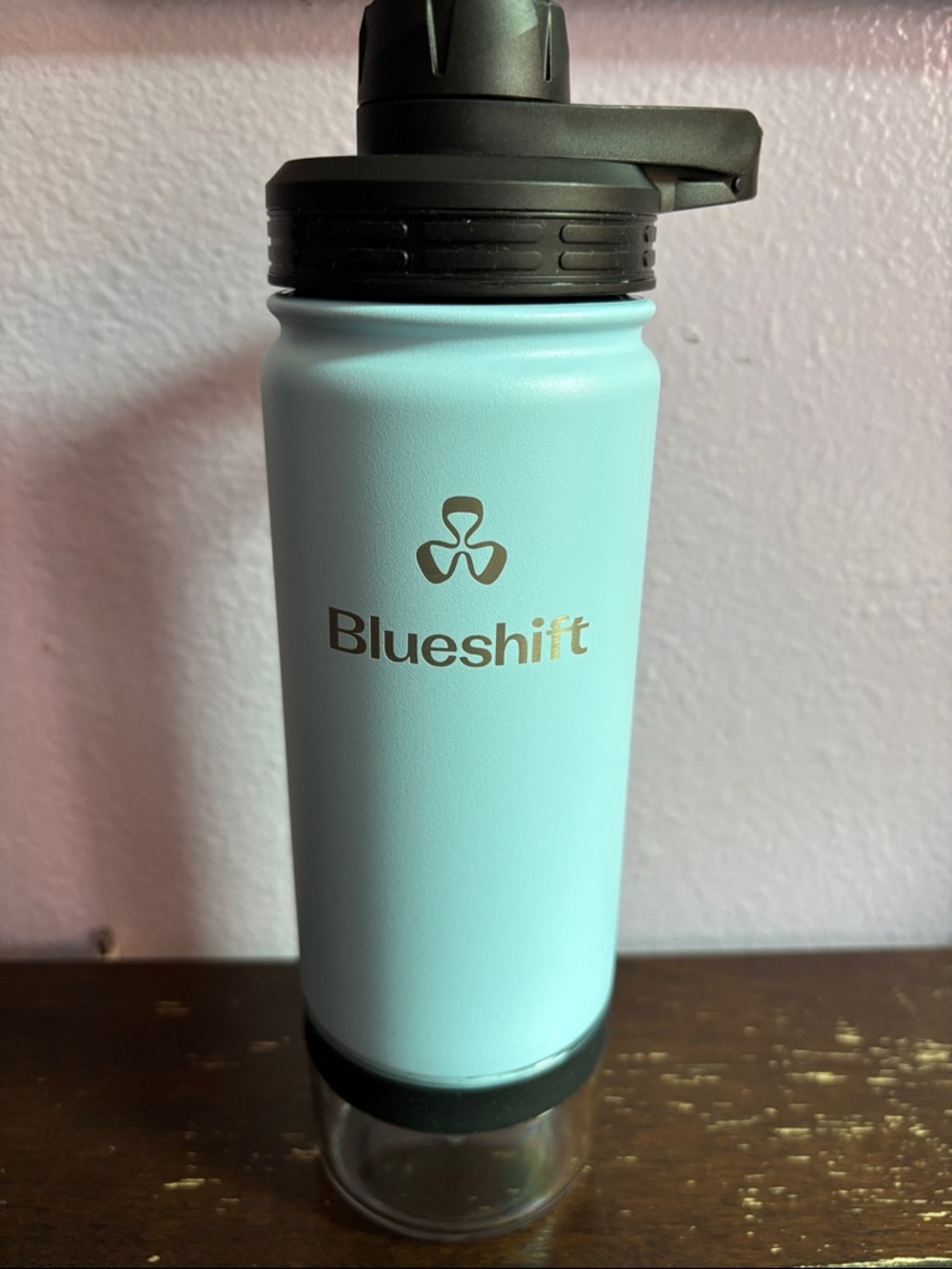 Blueshift SideKick Mixing Shaker/Ball Water Bottle, Bottom Storage Pod, New 10”